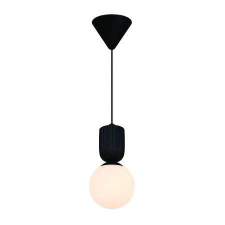Lampa wisząca czarna + klosz biała kula Sadie NO2512603003 - Nordlux